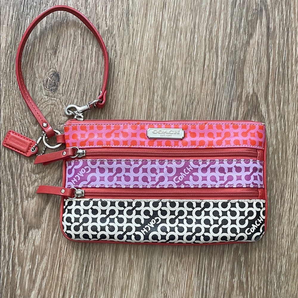 Coach Red, Purple, and Black Wristlet